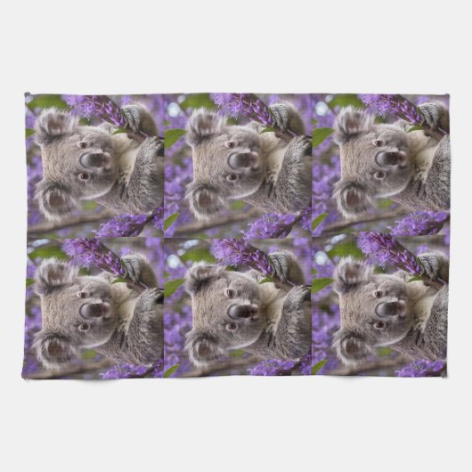 Lila Jacaranda Koala Bear, Geschirrtuch (Horizontal)