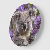 Lila Jacaranda Koala Bear, Große Wanduhr (Winkel)
