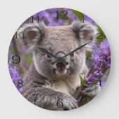 Lila Jacaranda Koala Bear, Große Wanduhr (Vorderseite)
