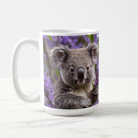 Lila Jacaranda Koala Bear, Kaffeetasse (Links)