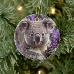 Lila Jacaranda Koala Bear, Keramik Ornament