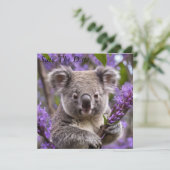 Lila Jacaranda Koala Bear, Save The Date (Stehend Vorderseite)