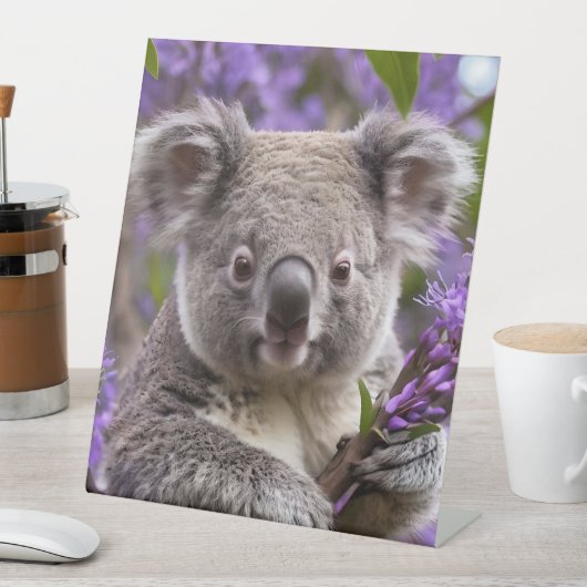 Lila Jacaranda Koala Bear, Sockelschild (In Situ)