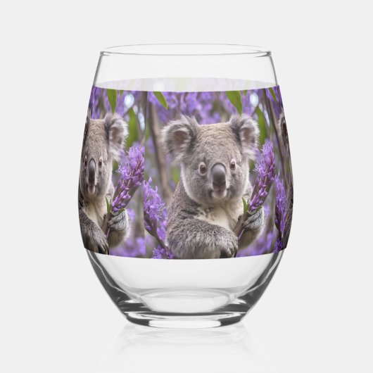 Lila Jacaranda Koala Bear, Weinglas Ohne Stiel (Vorderseite)