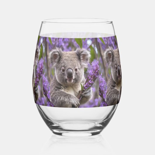 Lila Jacaranda Koala Bear, Weinglas Ohne Stiel (Rückseite)
