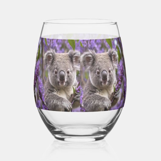 Lila Jacaranda Koala Bear, Weinglas Ohne Stiel (Rechts)