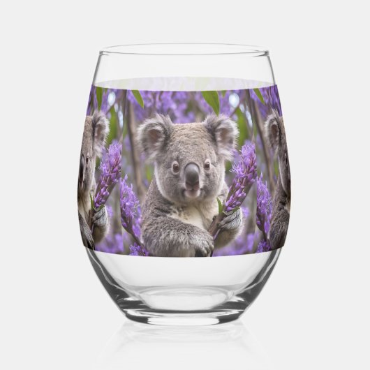 Lila Jacaranda Koala Bear, Weinglas Ohne Stiel (Links)