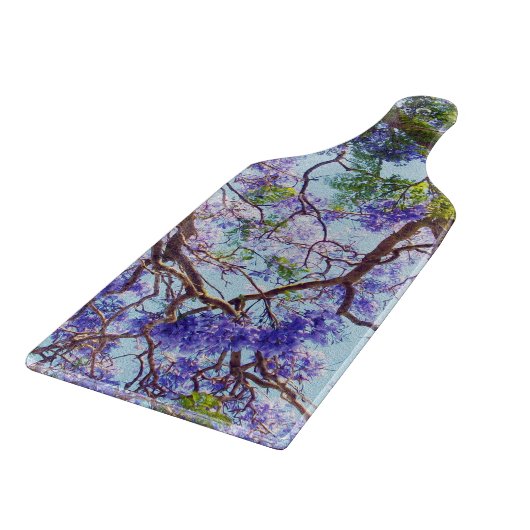 Lila Jacaranda Tree Oil Painting, Schneidebrett (Ecke)