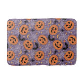 Lila Jack-O-Lantern Halloween-Muster Badematte (Vorderseite)