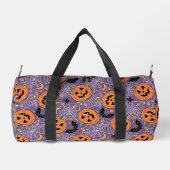 Lila Jack-O-Lantern Halloween-Muster Duffle Bag (Rückseite)