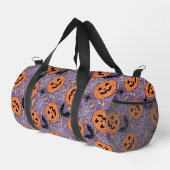 Lila Jack-O-Lantern Halloween-Muster Duffle Bag (Rechte Ecke)