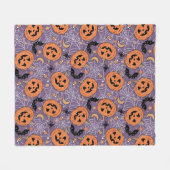 Lila Jack-O-Lantern Halloween-Muster Fleecedecke (Vorderseite (Horizontal))