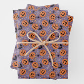 Lila Jack-O-Lantern Halloween-Muster Geschenkpapier Set (Beispiel)