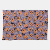 Lila Jack-O-Lantern Halloween-Muster Geschirrtuch (Horizontal)