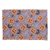 Lila Jack-O-Lantern Halloween-Muster Kissenbezug (Vorderseite)