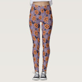 Lila Jack-O-Lantern Halloween-Muster Leggings (Vorderseite)
