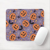 Lila Jack-O-Lantern Halloween-Muster Mousepad (Mit Mouse)