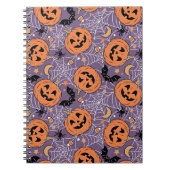 Lila Jack-O-Lantern Halloween-Muster Notizblock (Vorderseite)