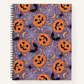 Lila Jack-O-Lantern Halloween-Muster Notizblock (Vorderseite)