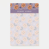 Lila Jack-O-Lantern Halloween-Muster Post-it Klebezettel (Vorderseite)
