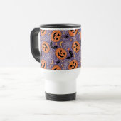 Lila Jack-O-Lantern Halloween-Muster Reisebecher (Vorderseite Links)