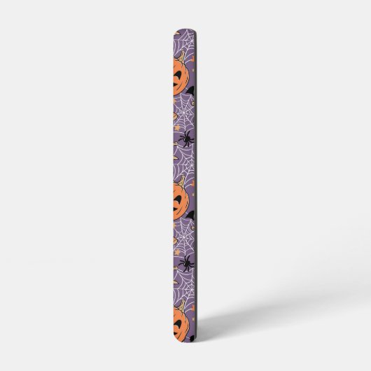 Lila Jack-O-Lantern Halloween-Muster Samsung Galaxy Hülle (Linke Seite)