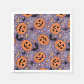 Lila Jack-O-Lantern Halloween-Muster Serviette (Vorderseite)