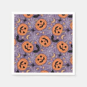 Lila Jack-O-Lantern Halloween-Muster Serviette