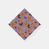 Lila Jack-O-Lantern Halloween-Muster Serviette (Ecke)