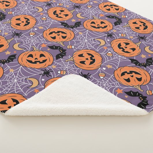 Lila Jack-O-Lantern Halloween-Muster Sherpadecke (3/4)