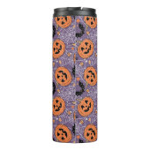 Lila Jack-O-Lantern Halloween-Muster Thermosbecher (Rückseite)