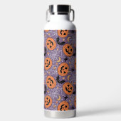 Lila Jack-O-Lantern Halloween-Muster Trinkflasche (Vorderseite)