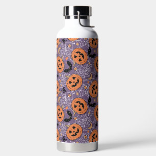 Lila Jack-O-Lantern Halloween-Muster Trinkflasche