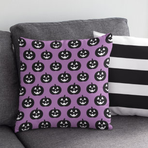 Lila Jack o Lantern Kürbismuster Halloween Kissen