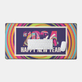 Lila Jahr 2024 Frohes neues Jahr Künstlerischer Sc Schreibtischunterlage (Tastatur & Maus)