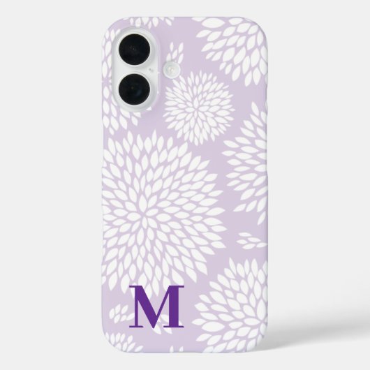 Lila japanisch Inspiriertes Blume Muster Monogramm Case-Mate iPhone Hülle (Rückseite)