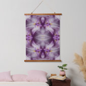 Lila japanische Iris-Blume Abstrakt Wandteppich Mit Holzrahmen (Schlafzimmer)