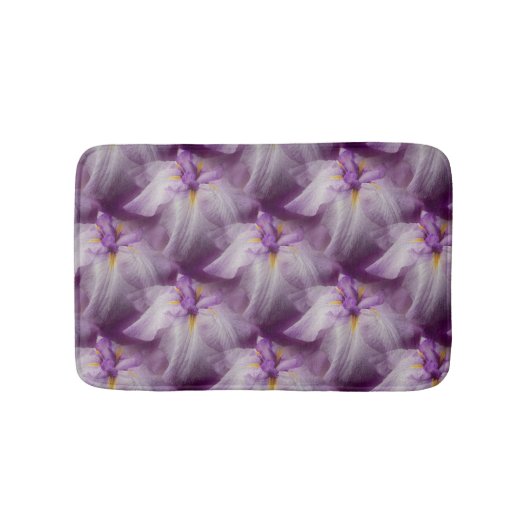 Lila japanisches Iris-Blume-Muster Badematte (Vorderseite)