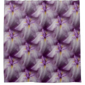 Lila japanisches Iris-Blume-Muster Duschvorhang (Vorderseite)