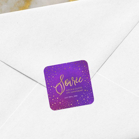 Lila jedes Jahr Hochzeitstag Quadratischer Aufkleber