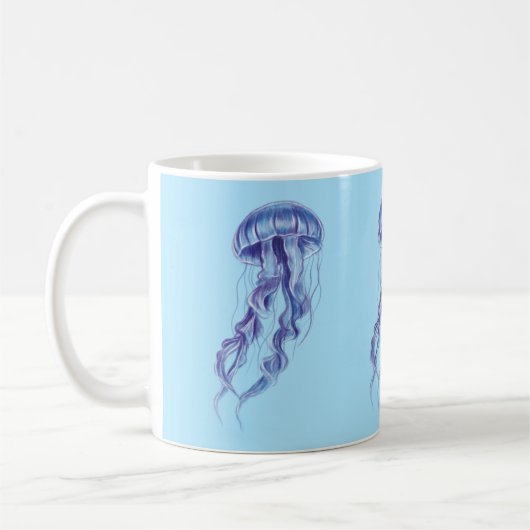 Lila Jellyfish-Illustration Kaffeetasse (Links)