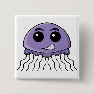Lila Jellyfriend Cartoon Button