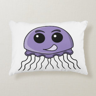 Lila Jellyfriend Cartoon Dekokissen
