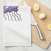 Lila Jellyfriend Cartoon Geschirrtuch (Viertel Falte)