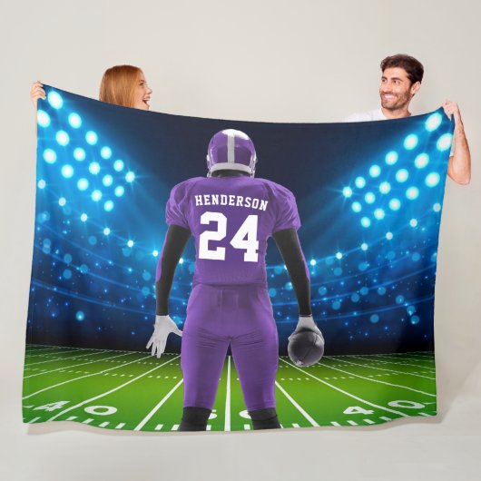 Lila Jersey Personalisiert Football Player Fleecedecke (Beispiel)