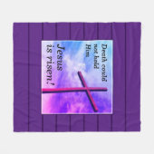 Lila JESUS IS RISEN Oaster Fleecedecke (Vorderseite (Horizontal))