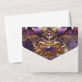 Lila Jewel All-in-One Hochzeitseinladung All In One Einladung (Rückseite)