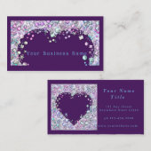 Lila Jewel Heart mit individueller Visitenkarte (Vorne/Hinten)