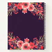 Lila Jewel Tone Watercolor Blume Kinderdusche Notizbuch (Rückseite)