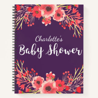 Lila Jewel Tone Watercolor Blume Kinderdusche Notizbuch